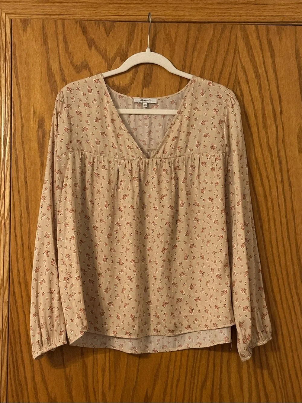 Madewell Women's Floral V-Neck Long-Sleeve Blouse - Size XXL